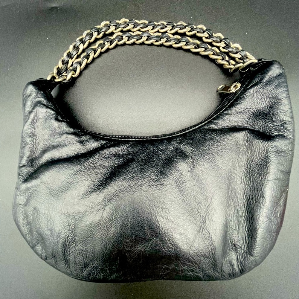 Vintage Wilsons Leather “Maxima” Leather Pouch Purse with Chain Handles Black